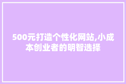 500元打造个性化网站,小成本创业者的明智选择