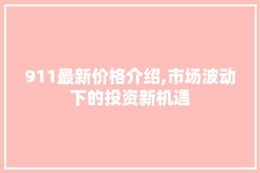 911最新价格介绍,市场波动下的投资新机遇