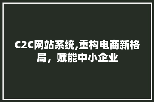 C2C网站系统,重构电商新格局，赋能中小企业