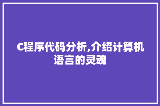 C程序代码分析,介绍计算机语言的灵魂