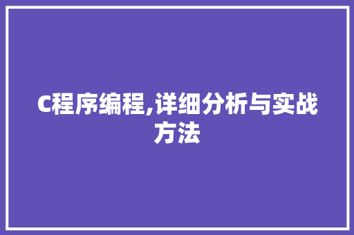 C程序编程,详细分析与实战方法