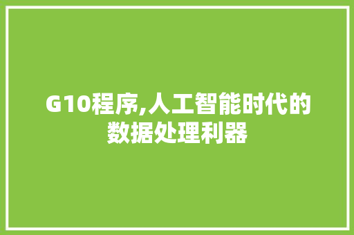 G10程序,人工智能时代的数据处理利器