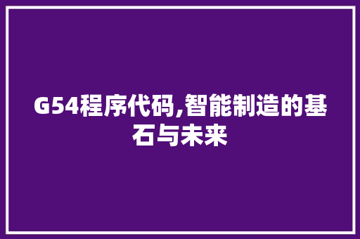 G54程序代码,智能制造的基石与未来