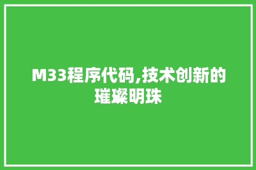 M33程序代码,技术创新的璀璨明珠