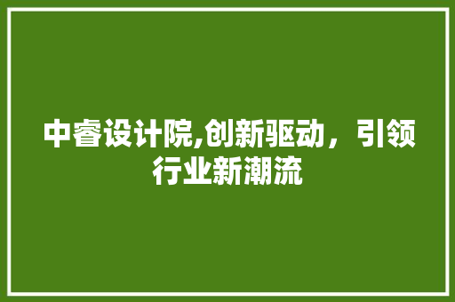 中睿设计院,创新驱动，引领行业新潮流