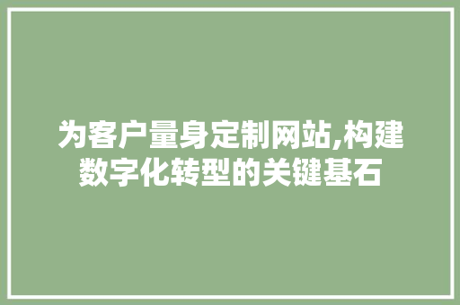为客户量身定制网站,构建数字化转型的关键基石