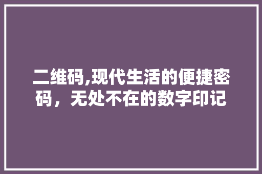 二维码,现代生活的便捷密码，无处不在的数字印记