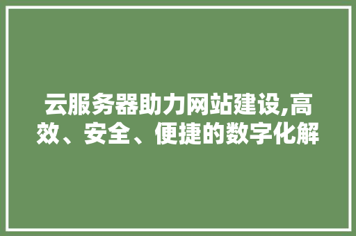 云服务器助力网站建设,高效、安全、便捷的数字化解决方法