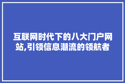互联网时代下的八大门户网站,引领信息潮流的领航者