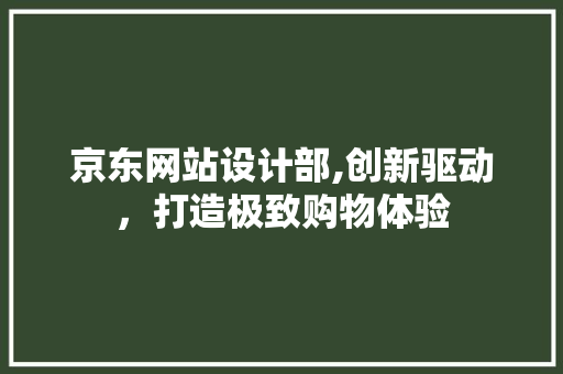 京东网站设计部,创新驱动，打造极致购物体验