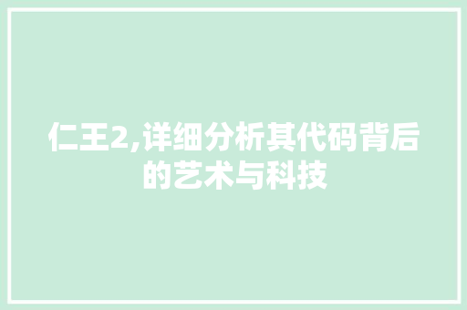仁王2,详细分析其代码背后的艺术与科技