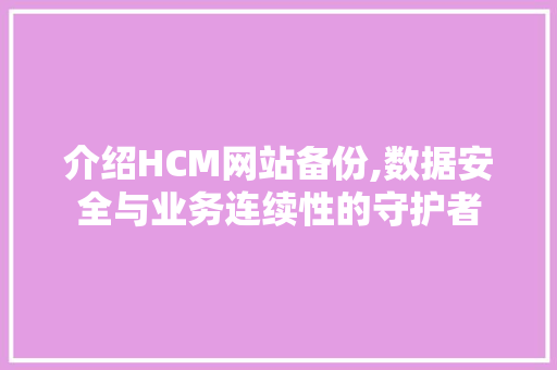介绍HCM网站备份,数据安全与业务连续性的守护者