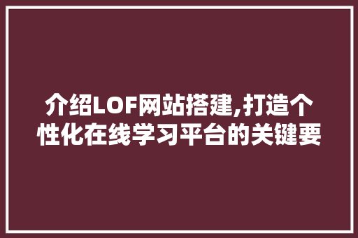 介绍LOF网站搭建,打造个性化在线学习平台的关键要素
