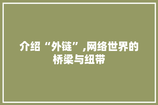 介绍“外链”,网络世界的桥梁与纽带