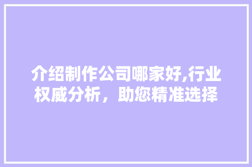 介绍制作公司哪家好,行业权威分析，助您精准选择