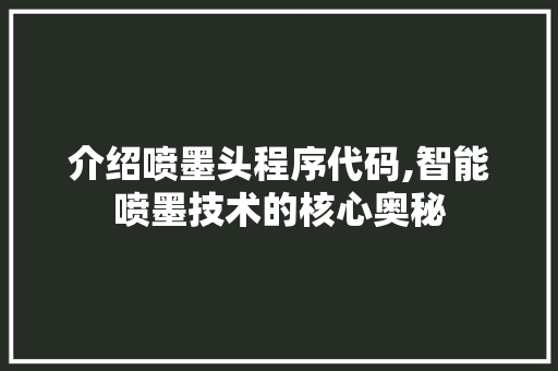 介绍喷墨头程序代码,智能喷墨技术的核心奥秘