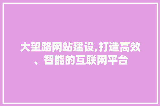 大望路网站建设,打造高效、智能的互联网平台