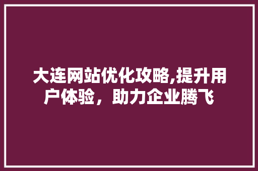 大连网站优化攻略,提升用户体验，助力企业腾飞