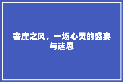 奢靡之风，一场心灵的盛宴与迷思