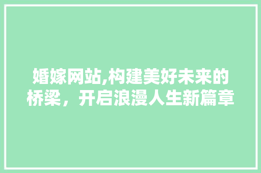 婚嫁网站,构建美好未来的桥梁，开启浪漫人生新篇章