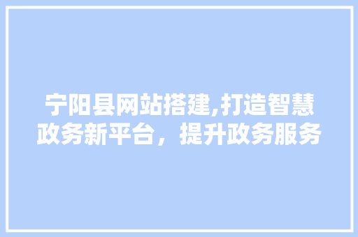 宁阳县网站搭建,打造智慧政务新平台，提升政务服务效能