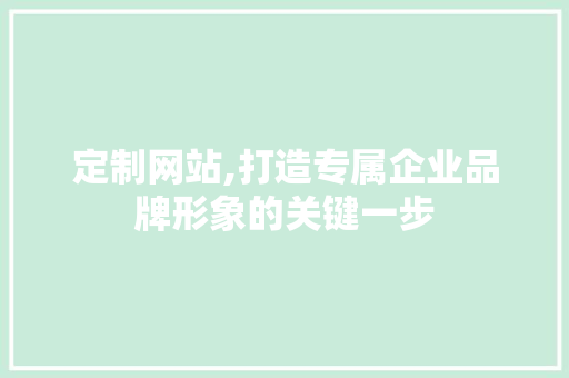 定制网站,打造专属企业品牌形象的关键一步