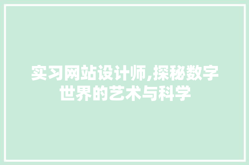实习网站设计师,探秘数字世界的艺术与科学