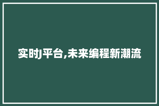 实时J平台,未来编程新潮流