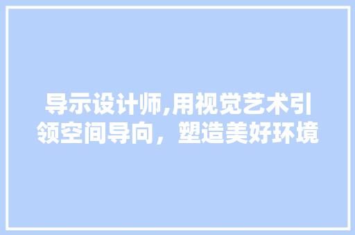 导示设计师,用视觉艺术引领空间导向，塑造美好环境