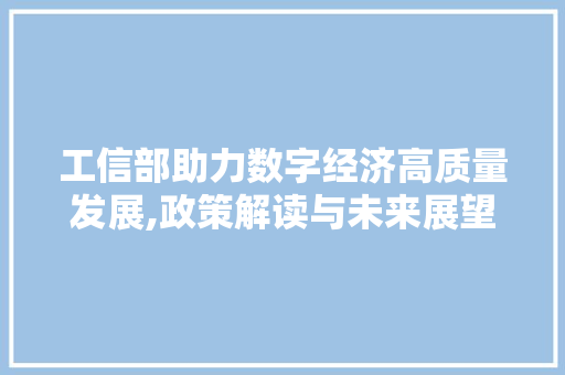 工信部助力数字经济高质量发展,政策解读与未来展望