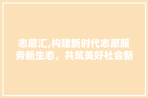 志愿汇,构建新时代志愿服务新生态，共筑美好社会新篇章