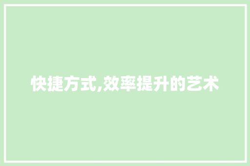 快捷方式,效率提升的艺术