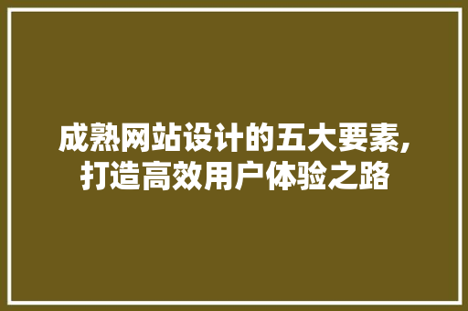 成熟网站设计的五大要素,打造高效用户体验之路