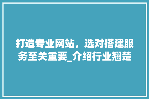 打造专业网站，选对搭建服务至关重要_介绍行业翘楚