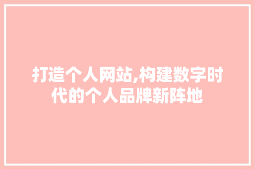 打造个人网站,构建数字时代的个人品牌新阵地