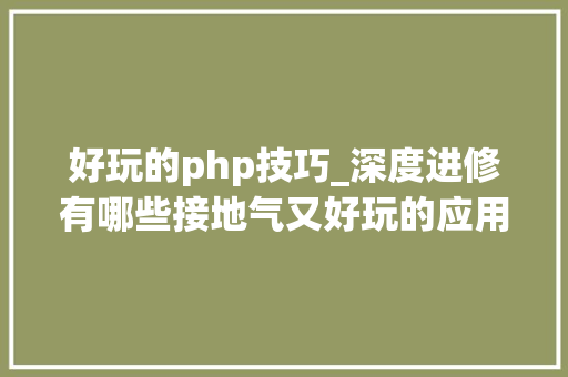 好玩的php技巧_深度进修有哪些接地气又好玩的应用