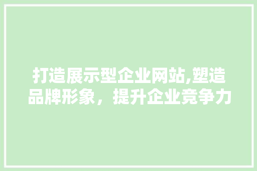 打造展示型企业网站,塑造品牌形象，提升企业竞争力