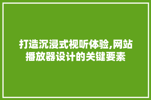 打造沉浸式视听体验,网站播放器设计的关键要素