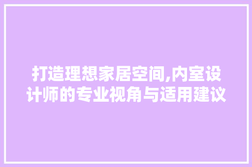 打造理想家居空间,内室设计师的专业视角与适用建议