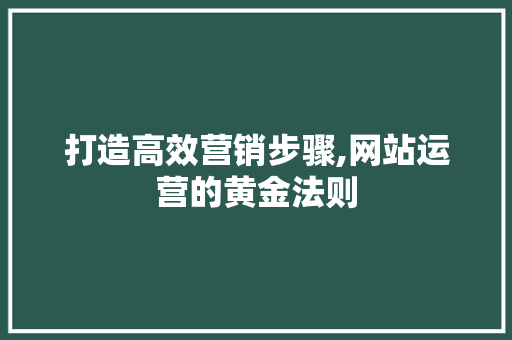 打造高效营销步骤,网站运营的黄金法则