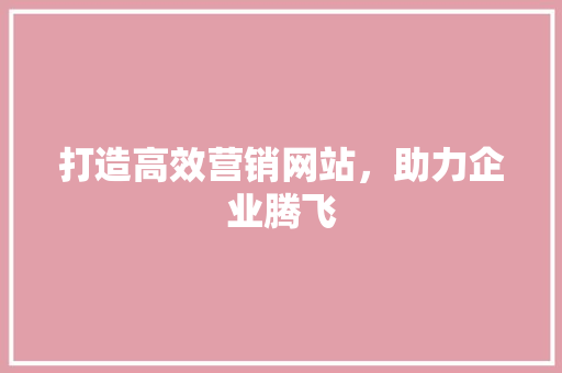 打造高效营销网站，助力企业腾飞