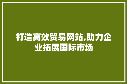 打造高效贸易网站,助力企业拓展国际市场