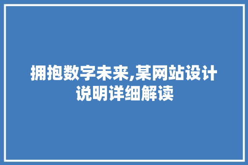 拥抱数字未来,某网站设计说明详细解读