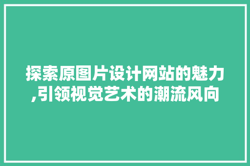 探索原图片设计网站的魅力,引领视觉艺术的潮流风向标