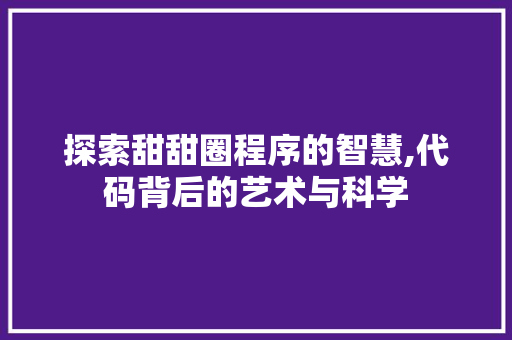 探索甜甜圈程序的智慧,代码背后的艺术与科学