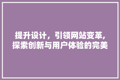 提升设计，引领网站变革,探索创新与用户体验的完美融合
