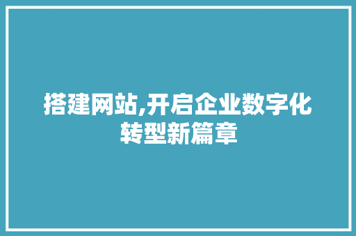 搭建网站,开启企业数字化转型新篇章