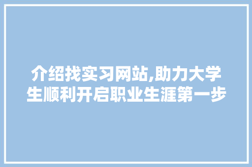介绍找实习网站,助力大学生顺利开启职业生涯第一步