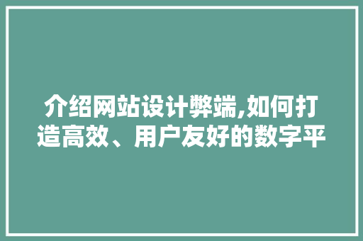 介绍网站设计弊端,如何打造高效、用户友好的数字平台