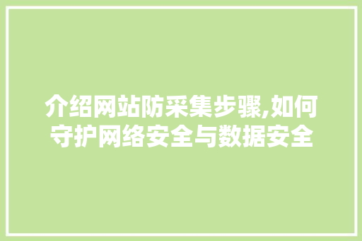 介绍网站防采集步骤,如何守护网络安全与数据安全